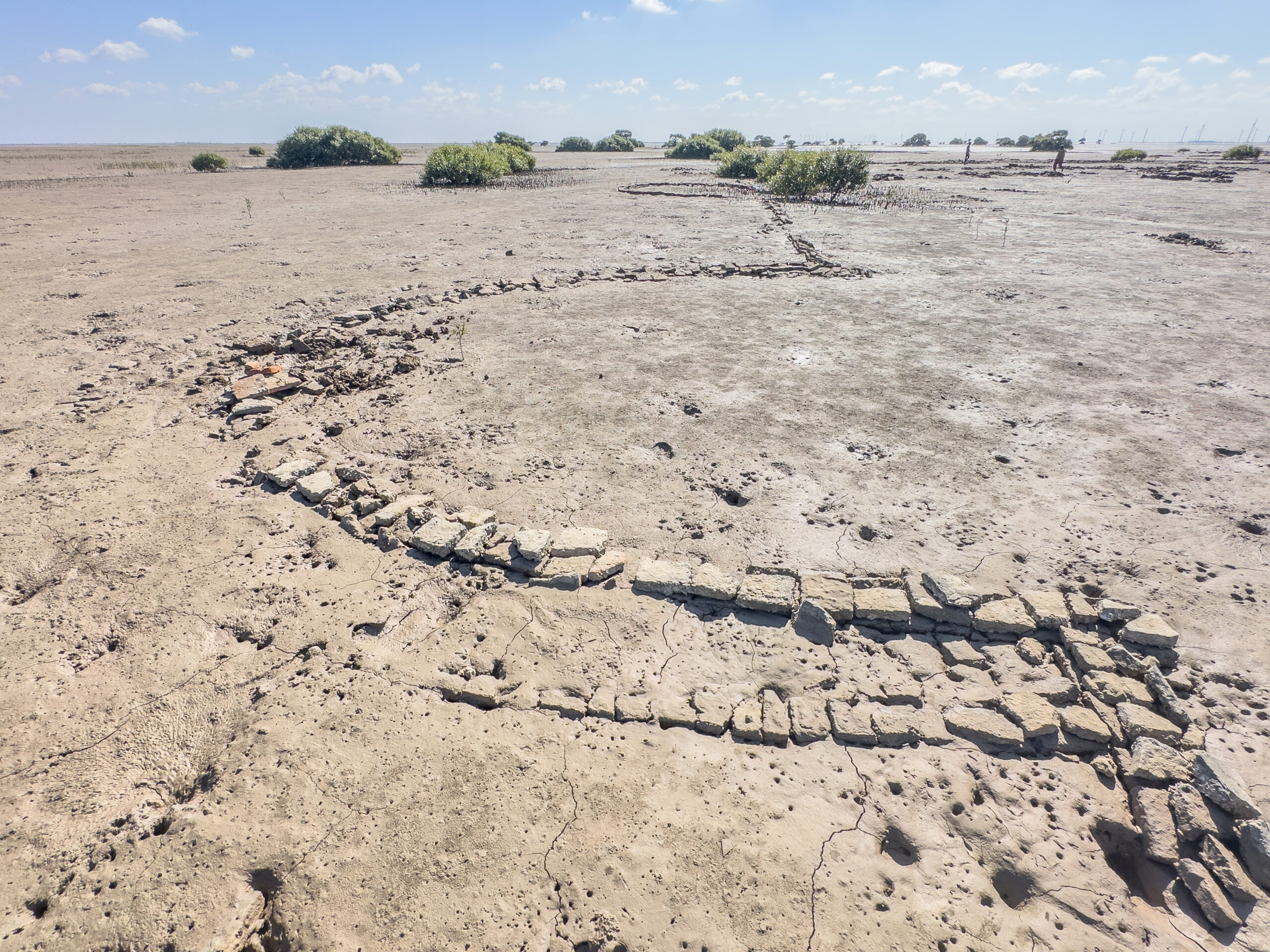Remains of the partially submerged Jam Jaskar Goth Fort in the Indus Delta- photocredit (MaritimEA)